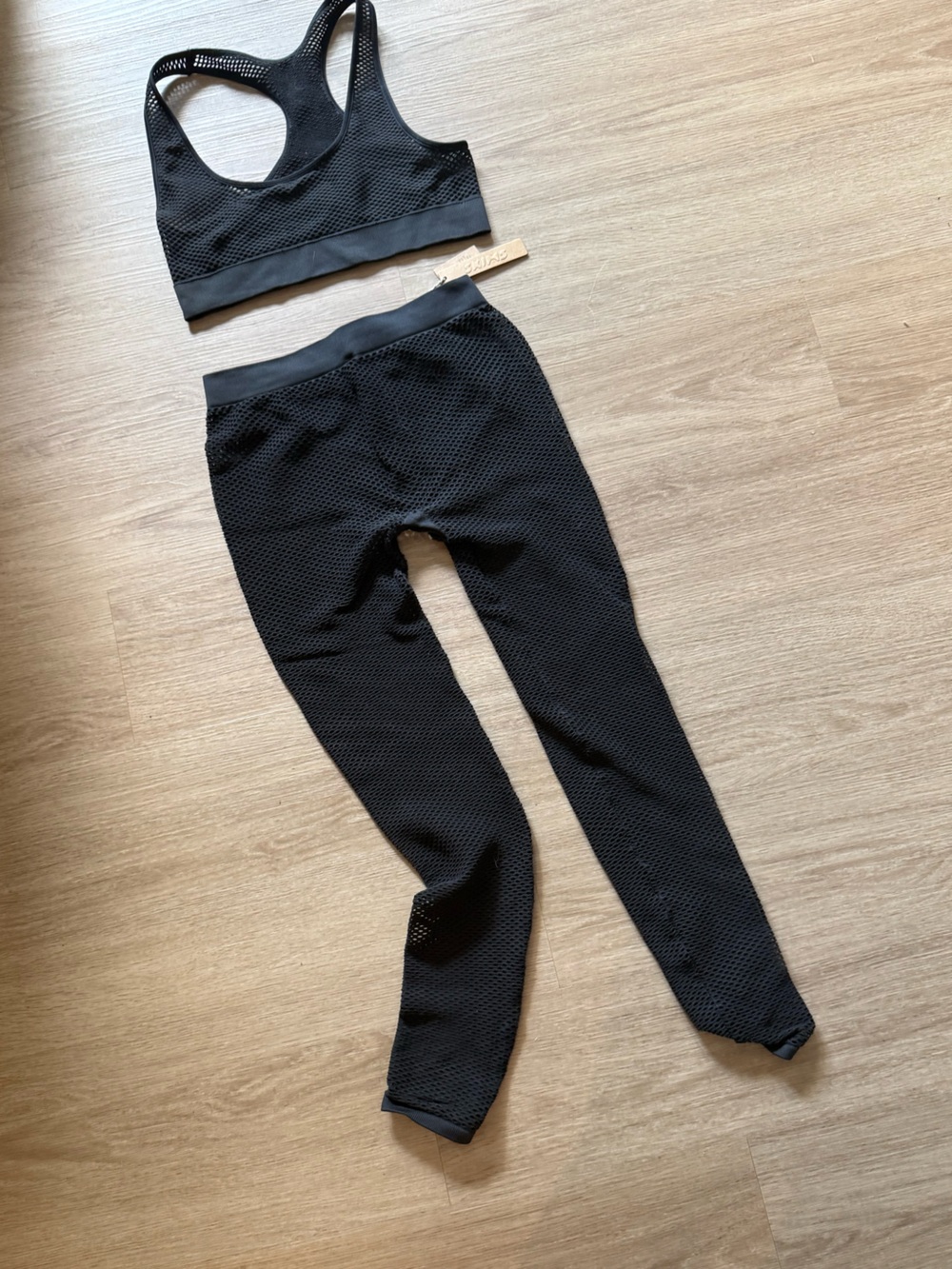SKIMS Black Mesh Racerback Sports Bra